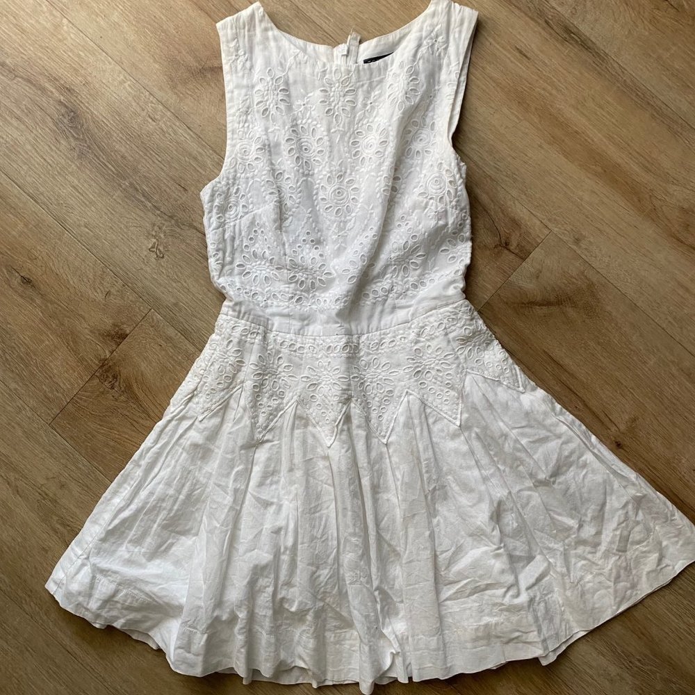 White 100% Cotton Eyelet Sleeveless Dress